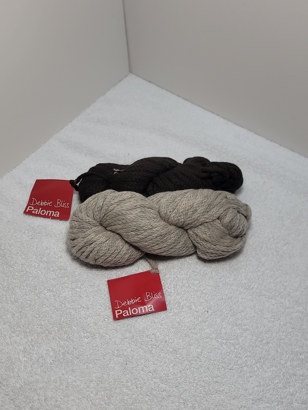 Debbie Bliss "Paloma" Yarn Skeins - Taupe and Dark Brown - NWT